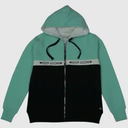 Palm Tree Kids Green & Black Cotton Color Block Full Sleeves Jacket-picture-24