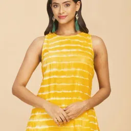 Fabindia Yellow Cotton Tie & Dye Straight Kurti-image-0