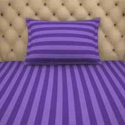 Spaces Violet Cotton 210 TC Single Size Bedsheet With Pillow Cover image 3