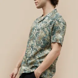Forca By Lifestyle Sage Green Regular Fit Printed Shirt image 3