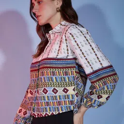 BUYNEWTREND White Cotton Printed Shirt image 3