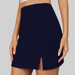 BUYNEWTREND Navy Pencil Skirt image 3