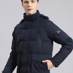 Monte Carlo Navy Regular Fit Quilted Hooded Jacket image 3