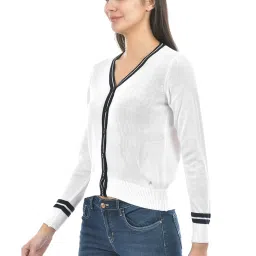 NUMERO UNO White Regular Fit Cardigan image 3