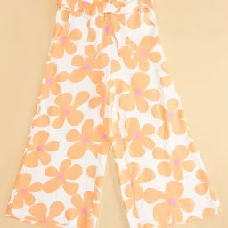 Pantaloons Junior Peach & White Floral Print Palazzo image 3