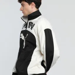 Puma Black & Snow White Relaxed Fit Colour Block Sports Jacket image 3