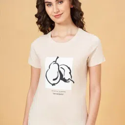 Honey by Pantaloons Beige Cotton Printed T-Shirt-image-31