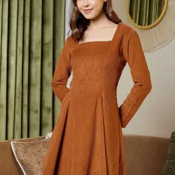 Mabish By Sonal Jain Brown Stripes Dress image 3