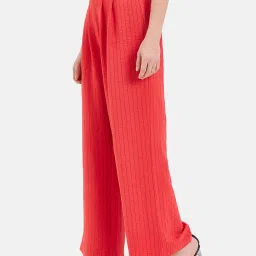 Kazo Red Striped Relaxed Fit High Rise Trousers image 3