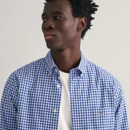 GANT Blue Regular Fit Checks Shirt image 4