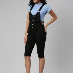 showoffff SHOWOFF Black Denim Above knee Dungarees image 3