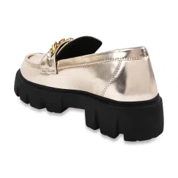 Shoetopia Women's Golden Casual Loafers image 3