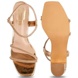 Shoetopia Women's Rose Gold Ankle Strap Sandals image 3