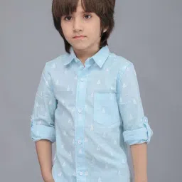 Biglilpeople Boys Sky Blue Cotton Printed Full Sleeves Shirts-picture-18