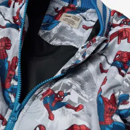 The Souled Store Boys Grey & Blue Character Based Full Sleeves Spiderman Jacket image 3