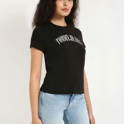 Tommy Hilfiger Black Cotton Solid T-Shirt image 3