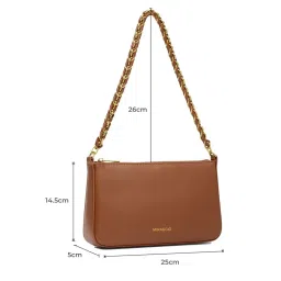 Miraggio Brown Solid Medium Shoulder Handbag image 3