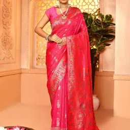 Elora Pink Silk Woven Saree With Unstitched Blouse-image-18