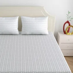 Dreamscape Grey Cotton Abstract Bed Sheets Sets image 3