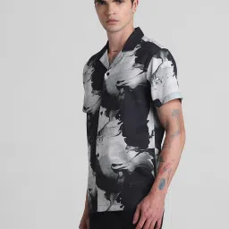 Jack & Jones Jet Black Cotton Regular Fit Printed Shirt image 3