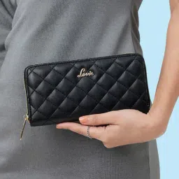 Lavie Black Quilted Zip Around Wallet for Women-image-51