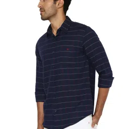 Mufti Navy Slim Fit Check Cotton Shirt image 3