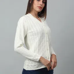 Cantabil White Self Design Cardigan image 3