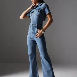 Miss Chase Blue Solid Jumpsuit image 3