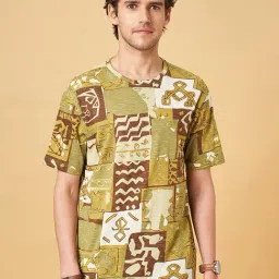 7 Alt by Pantaloons Light Green Cotton Relaxed Fit Printed T-Shirt-picture-35