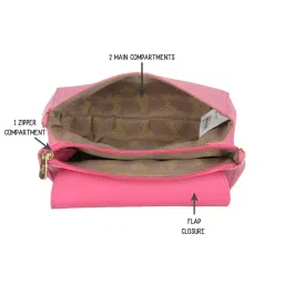 Baggit Pink Solid Large Cross Body Bag image 3