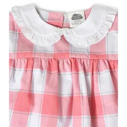 MiArcus Kids Pink & White Checks Full Sleeves Dress image 3