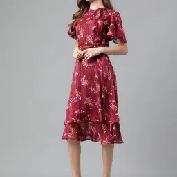 Latin Quarters Maroon Printed A Line Dress image 3