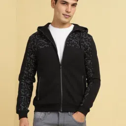 Allen Solly Black Cotton Regular Fit Printed Hooded Sweatshirt-picture-18