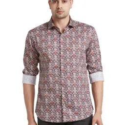 Park Avenue Brown Cotton Slim Fit Printed Shirt-image-86