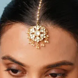 Abdesigns Gold-Tone Plated Ellite Pachi Kundan Floral Maang Tikka Headpiece-picture-28