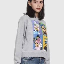 Bewakoof Women's Grey Mickey Graphic Printed Sweatshirt image 3