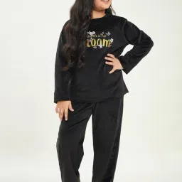 StyloBug Girls Black Placement print Sweat Shirt-image-60