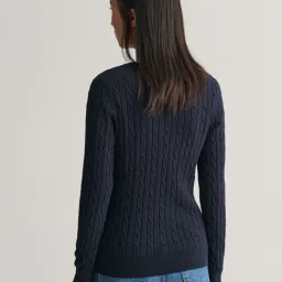 GANT Blue Slim Fit Self Design Sweater image 2