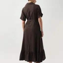 RAREISM Brown Viscose Solid Dress image 2