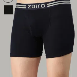 Zoiro Dark Denim & Zed Black Cotton Regular Fit Trunks - Pack Of 2-image-39