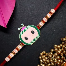 Vighnaharta Set Of 2 Gold-Plated Artificial Beaded Thread Rakhis image 3