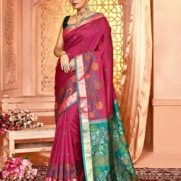 Elora Pink Silk Woven Saree With Unstitched Blouse-picture-29
