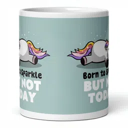 Mr UVD White & Green Graphic Printed Ceramic Glossy Mug - 350 ml-picture-30