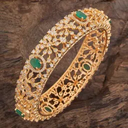 Kushal's Fashion Jewellery Green Gold Polished Zircon Bangle for Women image 1