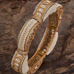Kushal's Fashion Jewellery White Victorian Polished Kundan Bangle for Women-picture-6