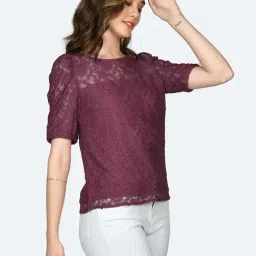 Zink London Wine Lace Top image 3