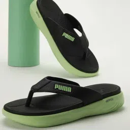 Puma Kids Softride Seave Black & Green Flip Flops-image-23