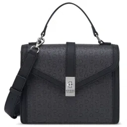 Guess Charcoal Grey Elonzo Logo Satchel-image-12