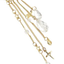 OOMPH Women Gold & White Large Moon Shaped Tasseled & Beaded Bobby Pins image 4