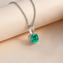 Ornate Jewels 925 Silver 1 Carat Green Emerald Solitaire Necklace For Women-picture-23